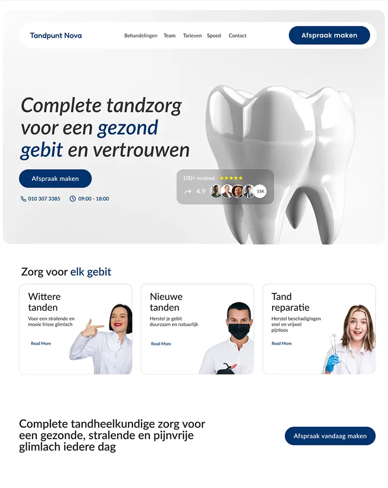 WordPress website laten maken voor een tandartspraktijk.